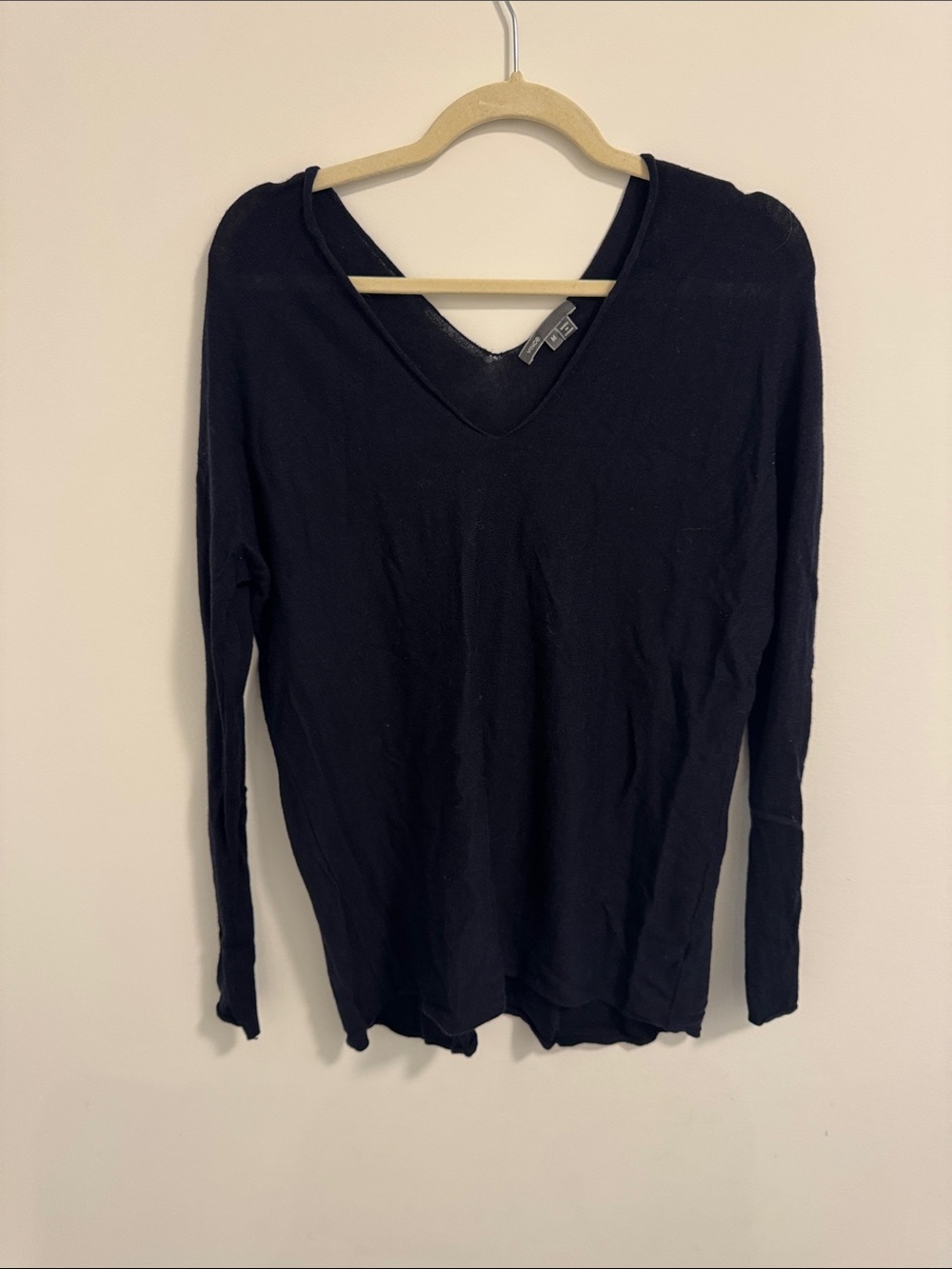 Classic Black V-Neck Long Sleeve Women's Top